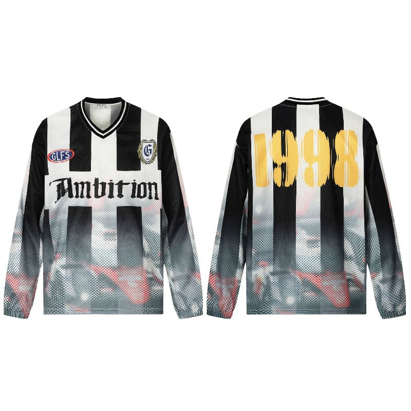 Men's long sleeve shirt - gt retro west coast sports jersey style - hip hop all-over print design