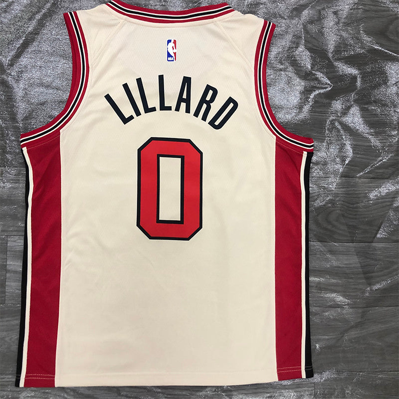 NBA Jerseys Trail Blazers, Off White 0, Lillard