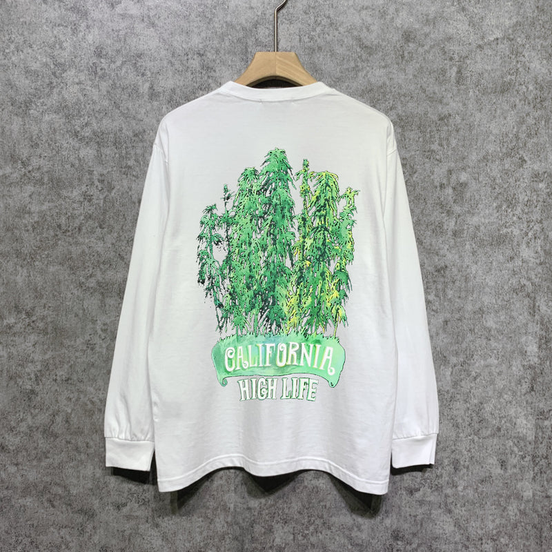 Amiri long sleeve shirts green leaf letterprinting