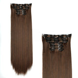 Women's Wigs Hair Extension 6-piece Set Clip Hair Long Straight Hair Women's Chemical Fiber Wig 16 Card Straight Wig