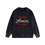 Amiri washed sweatshirt hollywood club printing washed and distressed