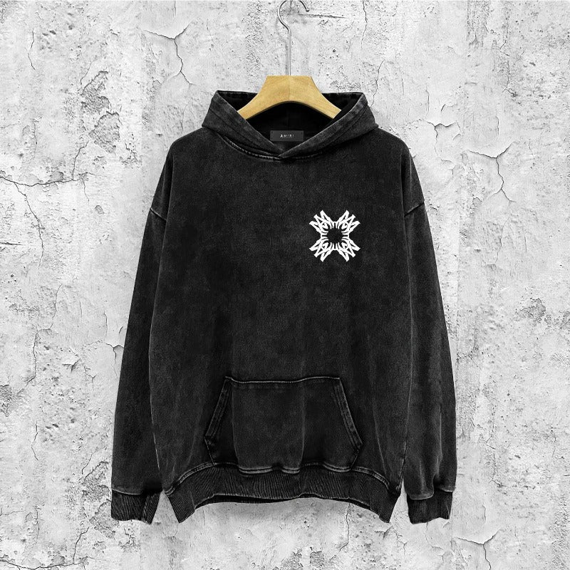Amiri washed hoodie simple letter group washed distressed printing