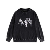 Amiri washed sweatshirt metallic luster letter print washed old