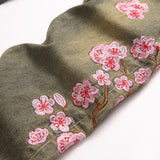 Mens Fashion Jeans Pink cherry blossom embroidery 5719#
