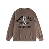 Amiri washed sweatshirt wolf music hand printed washed and distressed