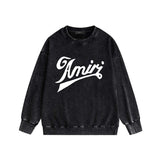 Amiri washed sweatshirt elegant letter printing washed and distressed