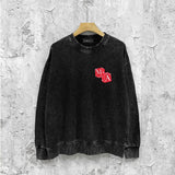 Amiri washed sweatshirt red dice printing washed and distressed