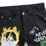 Mens Fashion Jeans Skull Flame 5646#