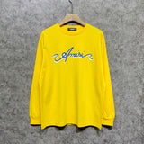 Amiri long sleeve shirts blue colorful art word printing