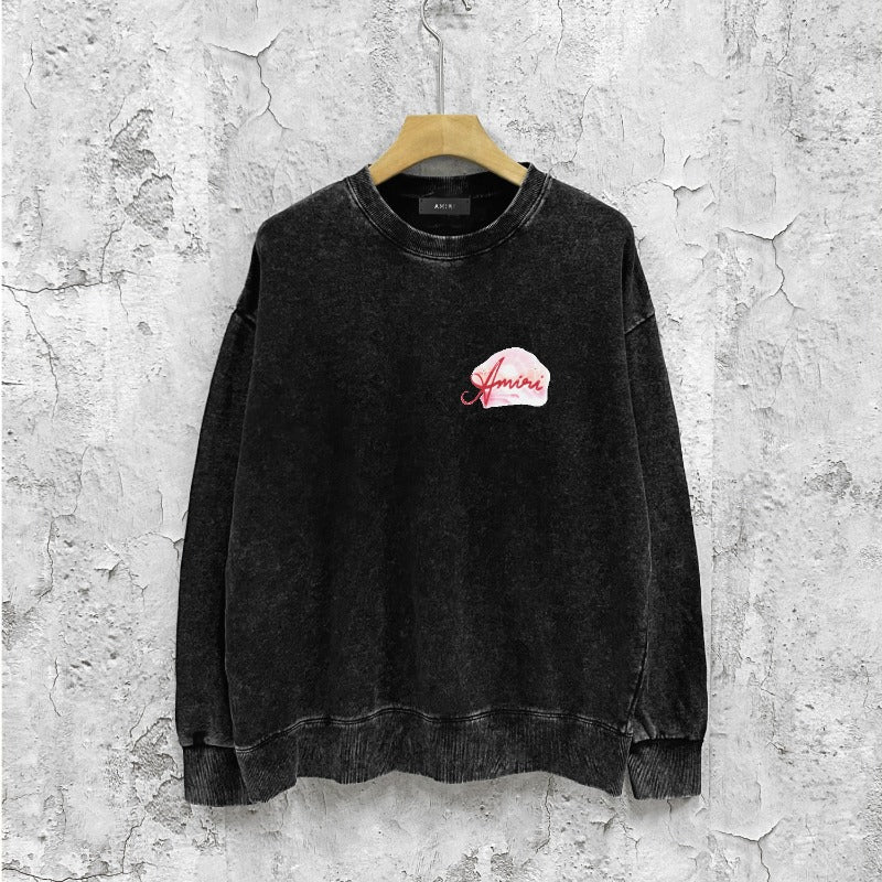 Amiri washed sweatshirt pink beach print washed old