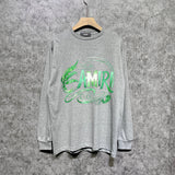 Amiri long sleeve shirts green leaf letterprinting