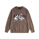 Amiri washed sweatshirt colorless floral printing washed and distressed
