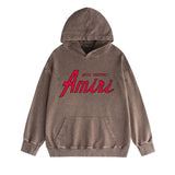 Amiri washed hoodie with pure letter distressed printing