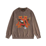 Amiri washed sweatshirt oil painting flying eagle printing washed and distressed