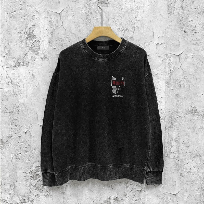 Amiri washed sweatshirt letter sign printing washed and distressed