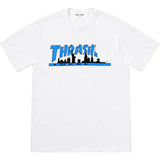 Mens T-shirts 21FW Thrasher Skyline Tee Flame City Short Sleeve T-Shirt