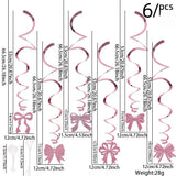 Themed Party Supplies Coquette Theme Bow Swirl Hanging Decorations – Birthday Party Decor