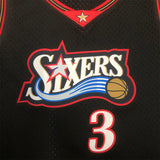 NBA jerseys women's navel retro jersey: 76ers, big meteor color, black No. 3, Iverson