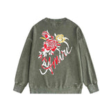 Amiri washed sweatshirt flower printing washed and distressed