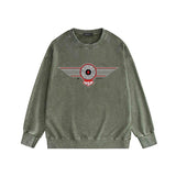 Amiri washed sweatshirt flying eagle wings chapter printing washed and distressed