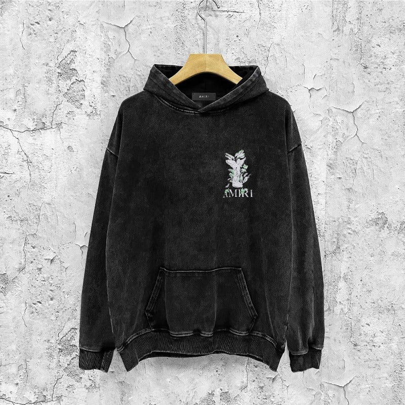 Amiri washed hoodie angel distressed printing