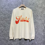 Amiri long sleeve shirts flame gold letterprinting