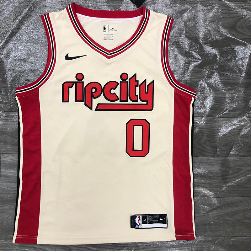 NBA Jerseys Trail Blazers, Off White 0, Lillard