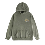 Amiri washed hoodie bone crack star distressed printing