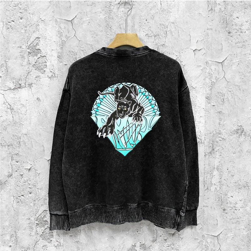 Amiri washed sweatshirt panther print washed old