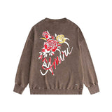 Amiri washed sweatshirt flower printing washed and distressed