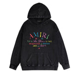 Amiri washed hoodie watercolor cartoon letter washed distressed printing
