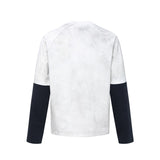Men long sleeved shirt retrofake two-piece fun design men's loose
