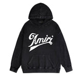 Amiri washed hoodie elegant letter washed distressed printing