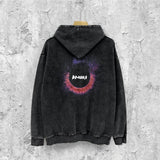 Amiri washed hoodie splattered colorful ring distressed printing