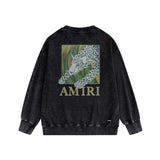 Amiri washed sweatshirt black panther printing washed and distressed