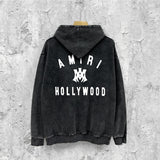 Amiri washed hoodie hollywood spider washed distressed printing