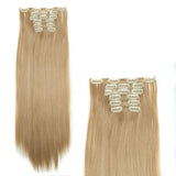 Women's Wigs Hair Extension 6-piece Set Clip Hair Long Straight Hair Women's Chemical Fiber Wig 16 Card Straight Wig