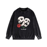 Amiri washed sweatshirt double-sided rose printing washed and distressed