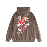 Amiri washed hoodie flower printing distressed printing