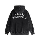 Amiri washed hoodie hollywood pure letter distressed printing