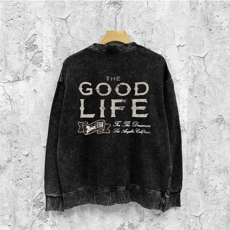 Amiri washed sweatshirt distressed text printing washed and distressed