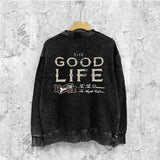 Amiri washed sweatshirt distressed text printing washed and distressed