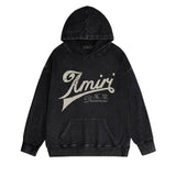 Amiri washed hoodie with distressed text and distressed printing
