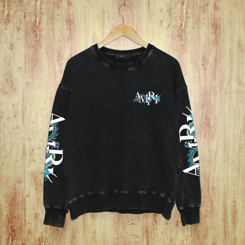 Amiri washed sweatshirt overlapping letter dragon printing washed and distressed