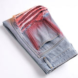 Mens Fashion Jeans Colorful Destructive Ribbons 5715#