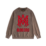 Amiri washed sweatshirt cashew flower large simple label printing washed and distressed