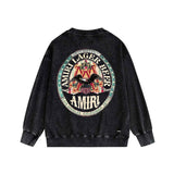 Amiri washed sweatshirt oil painting flying eagle printing washed and distressed