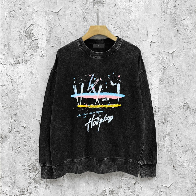 Amiri washed sweatshirt Hollywood rainbow print washed old