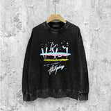 Amiri washed sweatshirt Hollywood rainbow print washed old