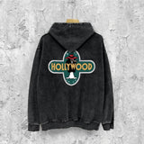 Amiri washed hoodie gray wolf cross printing distressed printing